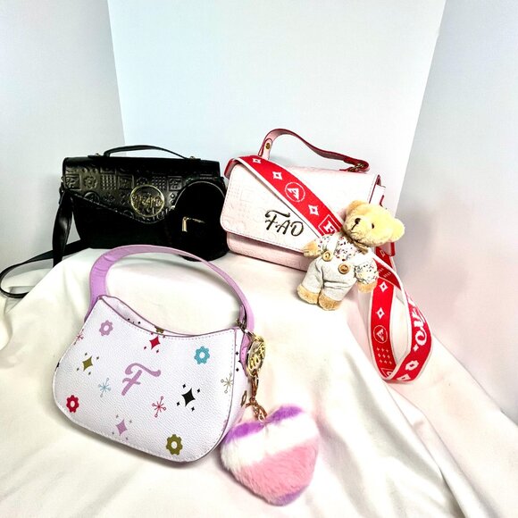 FAO Schwarz Kids 3 Purse Wardrobe Bundle in Pink, Black and White - Picture 2 of 16